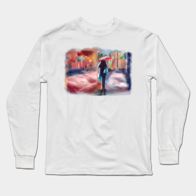 Rainy day artwork By Annalisa Amato Long Sleeve T-Shirt by annalisaamato